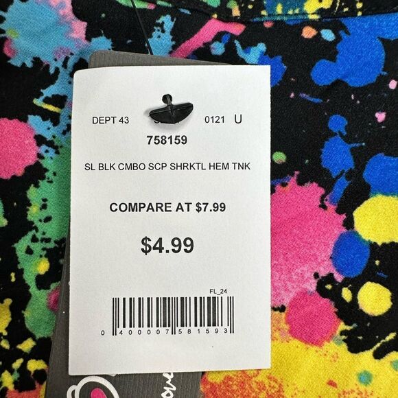 NWOT One Step Ahead Plus Size Black Multicolor Paint Splatter Tank Top - Size 3X - Picture 4 of 6